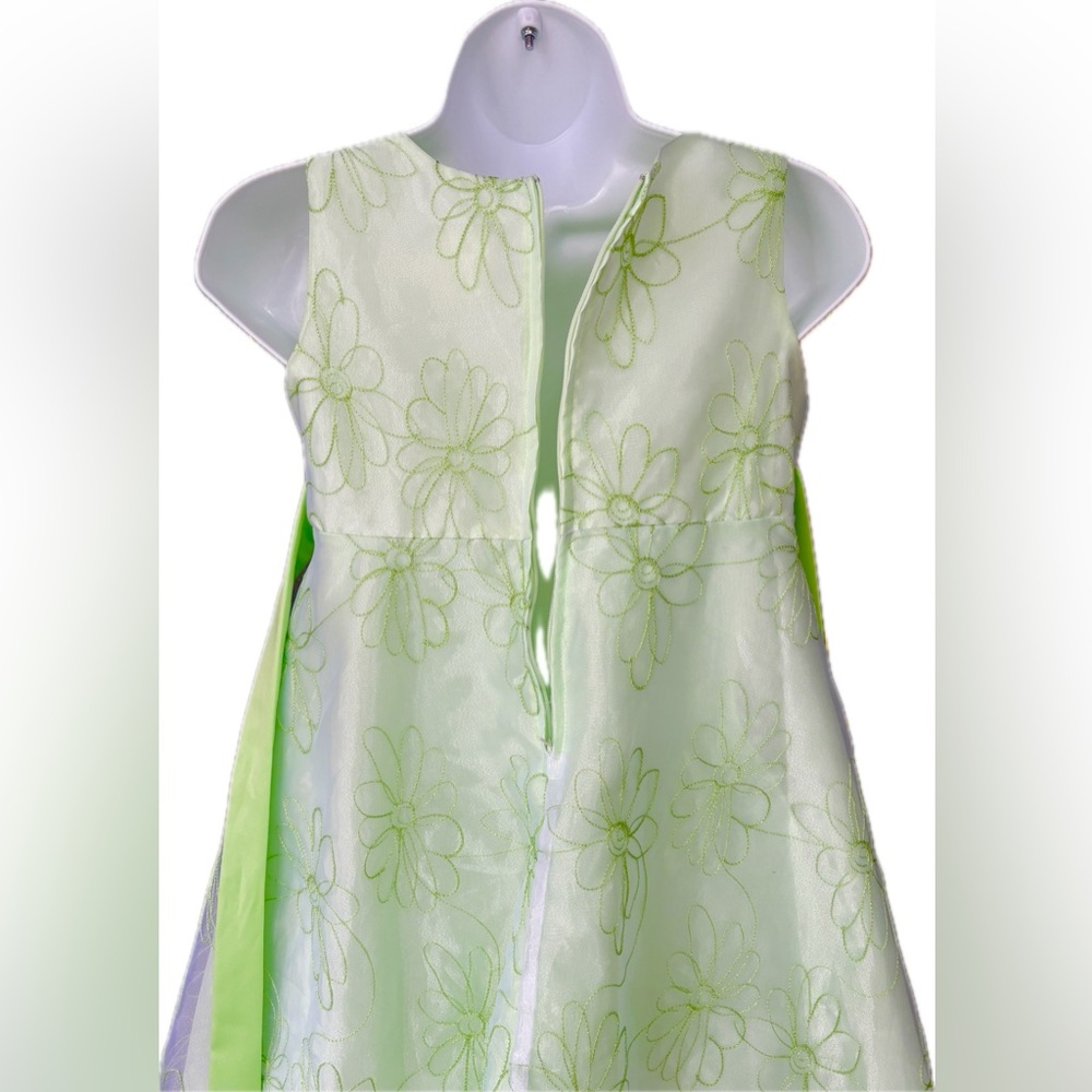🐣Vintage Elegant Organza Green Floral Kids Dress - Size 10.5 🐣 - Picture 3 of 8